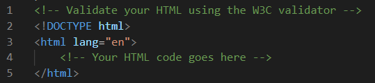 HTML validation