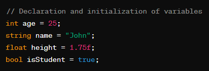 Declaration and initialization of variables