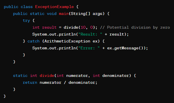 Exception Basics Example