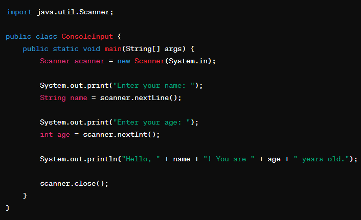 Reading Input from the Console Example