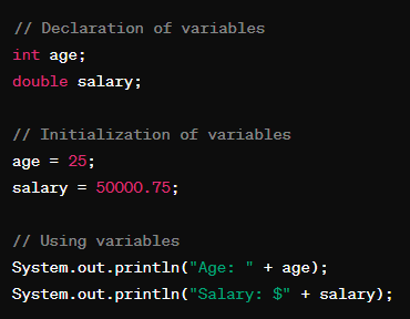 Variables in Java