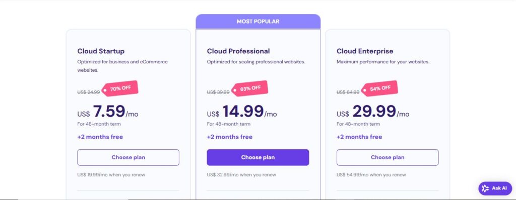 Cloud Hosting Hostinger