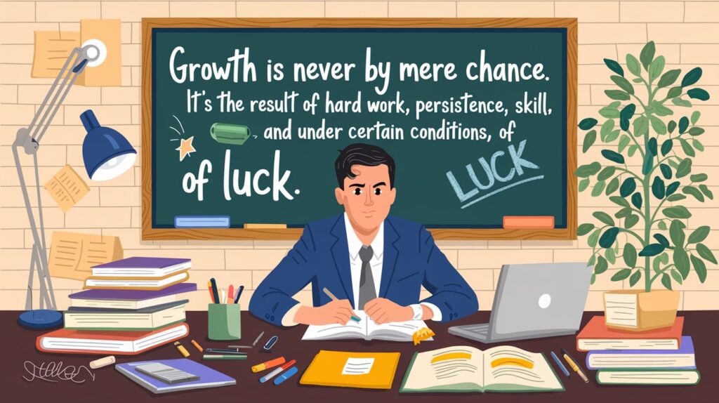 An illustration of growth, like an upward arrow or small business owner at a desk.